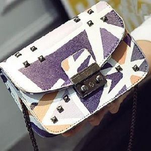 Purple White Grey Handbag - Crossbody or Shoulder